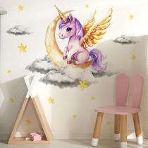 Adesivos de parede Unicorn Cartoon Moon Cloud PVC 40x60cm
