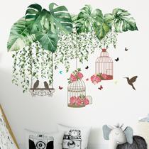 Adesivos de parede, vegetação tropical e PVC rosa para gaiola