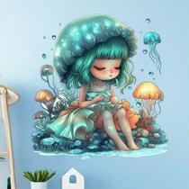 Adesivos de parede Water Sprite Girl Jellyfish PVC 29,5 x 29,5 cm