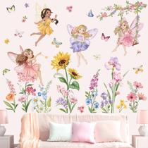 Adesivos de parede wondever Fairy Flower Elves Wildflower Sunflower Adesivos de parede wondever Fairy Flower Elves Wildflower Sunflower