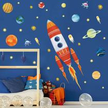 Adesivos de parede wondever Rocket Outer Space Planets Baby Room
