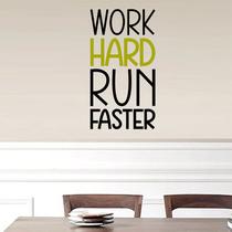 Adesivos de parede Work Hard, Run Faster Motivational PVC 30x54cm