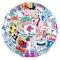 Adesivos de patinação no gelo, 50 peças de decalques de desenhos animados para garrafas de água