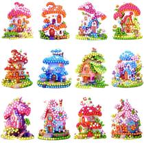 Adesivos de pintura de arte com diamantes MEGZIHXN 5D DIY Mushroom Castle Adesivos de pintura de arte com diamantes MEGZIHXN 5D DIY Mushroom Castle