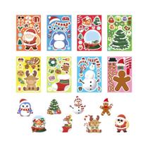 Adesivos De Quebra-Cabeça De Boneco De Neve De Natal 8 Peças Desenho Animado Faça Uma Cara