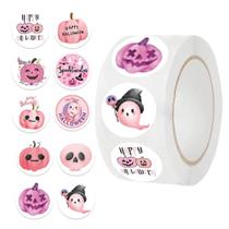 Adesivos De Recompensa De Halloween Rosa 500pcs, Decalques Fofos De Abóbora E Fantasma Para