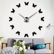 Adesivos de relógio de parede 3D Butterfly DIY Black EVA + Aggreko