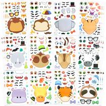 Adesivos de rosto de animais JOYIN Safari 36 unidades, folhas de 23 x 15 cm Adesivos de rosto de animais JOYIN Safari 36 unidades, folhas de 23 x 15 cm