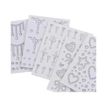 Adesivos De Strass 5 Peças Decorações Faciais 3D Transparentes Estrela Brilhante Amor DIY Tatuagem