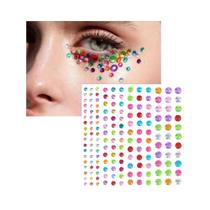 Adesivos De Tatuagem 3D Em Diamante, 1 Folha, Brilhantes E Coloridos, Formatos Redondos, Quadrados,