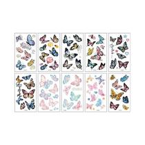 Adesivos de Tatuagem de Borboleta para Crianças - 10 Peças, à Prova d'Água