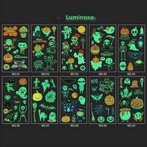 Adesivos de Tatuagem Luminosos de Halloween - 10 Peças Temporárias à Prova d'Água para Crianças