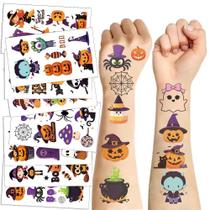 Adesivos de Tatuagem Temporária de Abóbora de Halloween - 10 Folhas para Crianças