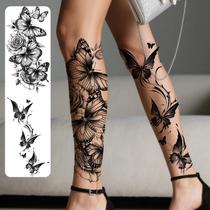 Adesivos De Tatuagem Temporária De Borboleta Preta Para Mulheres, Tatuagem Falsa À Prova d'Água De