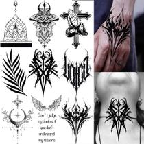 Adesivos de Tatuagem Temporária Gótica com Espinhos à Prova dÁgua (9 Folhas)