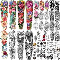 Adesivos de tatuagem temporários 55 folhas para homens e mulheres Adesivos de tatuagem temporários 55 folhas para homens e mulheres