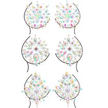 Adesivos de tatuagem temporários, joias, strass, acessórios para festivais, faça você mesmo, autoadesivos de cristal, joias corporais, palitos de maquiagem, gemas, glitter, flores, adesivos para mulheres e meninas, 3 peças