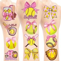 Adesivos de tatuagens temporárias JIUJIUBER Coquette Bows Softball