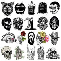 Adesivos de tecido para passar a ferro, anzlados, 20 peças de caveira gótica, faça você mesmo