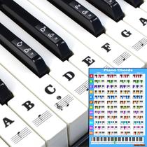 Adesivos de Teclado de Piano Junlego com Tabela de Acordes (88/61/54/49 Teclas)