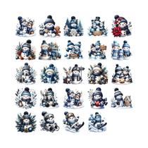Adesivos De Transferência UV DTF De Natal Com Boneco De Neve Azul, 4 Peças, Para Copos, Canecas E Adesivos De Transferência UV DTF De Natal Com Boneco De Neve Azul, 4 Peças, Para Copos, Canecas E