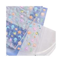 Adesivos De Unha 3D De Estrela-do-mar Fofos, Decorações Adesivas De Bolha De Gelatina Com Peixes Do