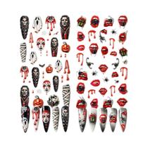 Adesivos De Unha 3D De Halloween Com Design De Fantasma, Múmia, Sangue, Abóbora, Teia De Aranha, Adesivos De Unha 3D De Halloween Com Design De Fantasma, Múmia, Sangue, Abóbora, Teia De Aranha,