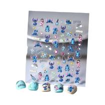 Adesivos De Unha 3D Disney Lilo & Stitch Para Crianças, Com Estampa De Boneca Em Relevo E Arco-Íris