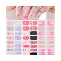 Adesivos De Unha 3D Dopamine Color, 5 Folhas, 80 Pontas, Sem Cozimento, Cobertura Total, Adesivos De