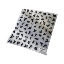 Adesivos De Unha 3D Gato Preto, Decalques Autoadesivos Para Nail Art, Acessórios De Manicure Com