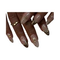 Adesivos De Unha 3D Y2K Com Estrelas Cromadas Douradas E Prateadas Com Strass, 2 Peças, Decorações