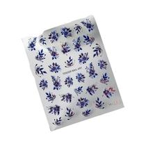 Adesivos De Unha 5D Com Glitter Azul E Efeito Laser, Flores Em Relevo, Autoadesivos Para Decoração