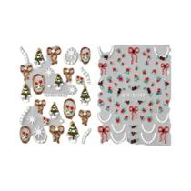 Adesivos De Unha 5D Em Relevo Com Tema De Natal: Grinalda De Cranberries, Laços E Flocos De Neve Adesivos De Unha 5D Em Relevo Com Tema De Natal: Grinalda De Cranberries, Laços E Flocos De Neve