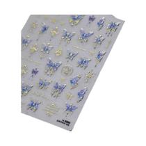 Adesivos De Unha Borboleta Dourada E Prateada Com Borda De Porta-Retrato, Luxuosos Com Flores, Adesivos De Unha Borboleta Dourada E Prateada Com Borda De Porta-Retrato, Luxuosos Com Flores,
