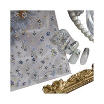 Adesivos De Unha Borboleta Dourada E Prateada Com Borda De Porta-Retrato, Luxuosos Com Flores,