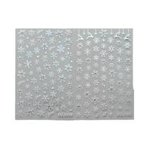 Adesivos de Unha com Flocos de Neve e Strass - Design de Natal - 2 Peças Adesivos de Unha com Flocos de Neve e Strass - Design de Natal - 2 Peças
