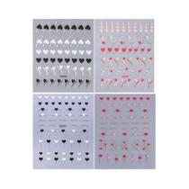 Adesivos De Unha Coração Dourado 4pcs Glitter Metálico Listras Francesas Decoração Romântica Para O