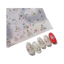 Adesivos De Unha De Luxo Com Cristais E Diamantes Para O Natal, Desenhos Animados De Urso, Árvore E