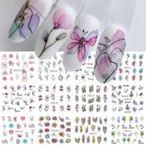 Adesivos De Unha De Verão Com Estampa Floral 12 Peças Decalque De Água Folhas Florescentes Grafite Adesivos De Unha De Verão Com Estampa Floral 12 Peças Decalque De Água Folhas Florescentes Grafite