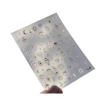 Adesivos De Unha Em Forma De Coração Dourado, Totem Vermelho, Estrela Holográfica Aurora, Lua,