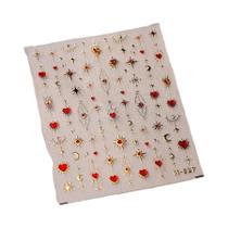 Adesivos De Unha Em Forma De Coração Dourado, Totem Vermelho, Estrela Holográfica Aurora, Lua,