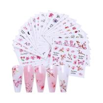 Adesivos De Unha Flor De Cerejeira Rosa 24pcs Design De Manicure Floral Estilo Japonês Adesivos De Unha Flor De Cerejeira Rosa 24pcs Design De Manicure Floral Estilo Japonês