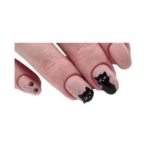 Adesivos De Unha Gato Preto Com 12 Designs, Decalques De Unha De Desenho Animado Kawaii Fofos Para