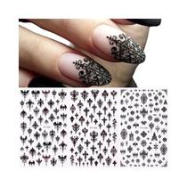 Adesivos De Unha Góticos Pretos: Designs Elegantes Com Renda Para Casamento E Adesivos De Caveira De Adesivos De Unha Góticos Pretos: Designs Elegantes Com Renda Para Casamento E Adesivos De Caveira De