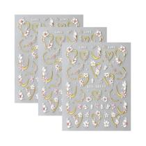 Adesivos De Unha Kawaii Com Linha Dourada Floral, Pétalas Brancas Em Relevo 5D, Decalques DIY Para Adesivos De Unha Kawaii Com Linha Dourada Floral, Pétalas Brancas Em Relevo 5D, Decalques DIY Para