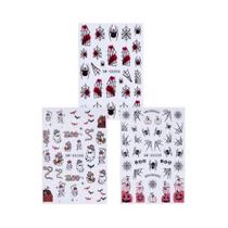Adesivos De Unha Teia De Aranha Halloween 3D Autoadesivos Desenhos Animados Fantasma Morcego Abóbora Adesivos De Unha Teia De Aranha Halloween 3D Autoadesivos Desenhos Animados Fantasma Morcego Abóbora