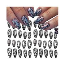 Adesivos De Unhas Com Asas De Borboleta Pretas, Decorações Autoadesivas Para Arte Em Unhas, Manicure