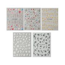 Adesivos De Unhas Com Glitter Laser 5D, 5 Peças, Autoadesivos, Folhas Em Relevo, Decalques Para Adesivos De Unhas Com Glitter Laser 5D, 5 Peças, Autoadesivos, Folhas Em Relevo, Decalques Para