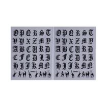 Adesivos De Unhas Com Letras Góticas, 2 Peças, Preto E Branco, Alfabeto Inglês, Inscrição Y2k,