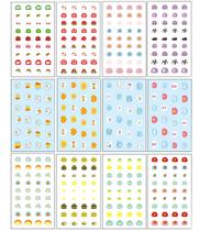 Adesivos de unhas para crianças pequenas, envoltórios de unhas completos, decalques autoadesivos de esmalte para crianças e meninas, decoração divertida, incluindo flores de arco-íris, frutas de vaca, comida Star Cloud Bee para crianças de 3 anos, 4, 5, 6, 7, 8 (pacote com 12)